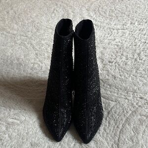 Lauren Lorraine Sparkling Black Ankle Booties